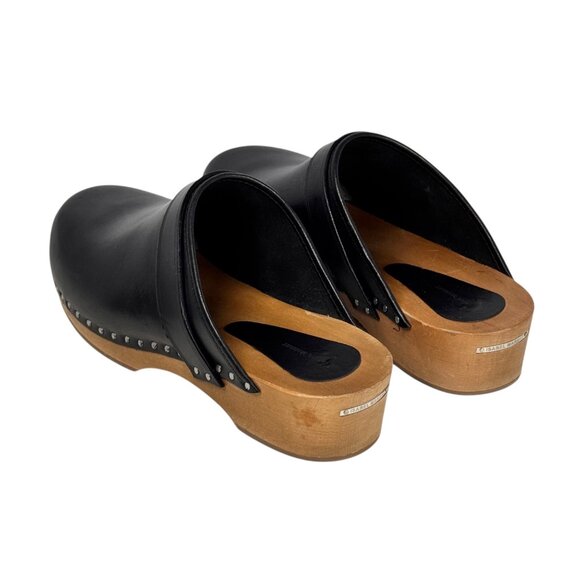 Isabel Marant Thalie Leather Clogs SZ 38 Black Wood Soles Studs Dutch Swedish - Picture 7 of 16